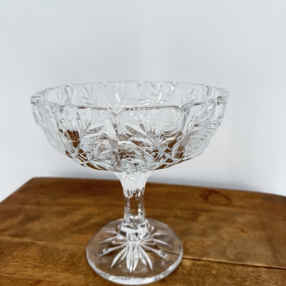 VTG 70s Hofbauer Byrdes 24% Leaded Crystal Compote Candy Dish West Germany